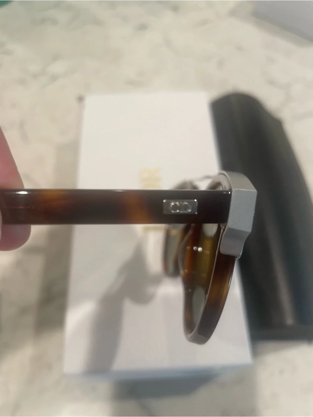 Dior Brown Frame Sunglasses with Silver Accents and Green Lenses